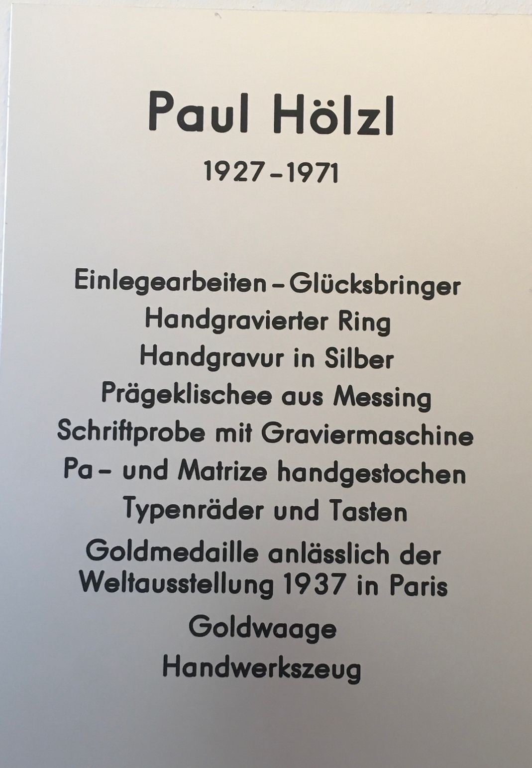 Paul Hölzl 1927-1971
